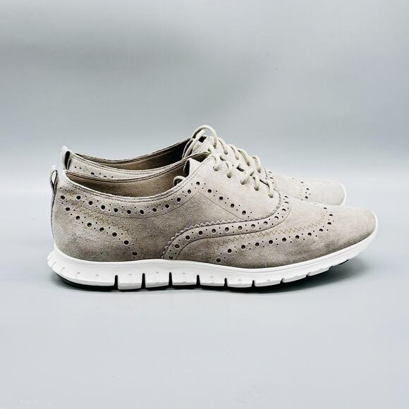 Cole Haan Shoes Womens 8 Gray Suede Zerogrand Wingtip Oxford Lace Up Sneakers - Picture 1 of 13